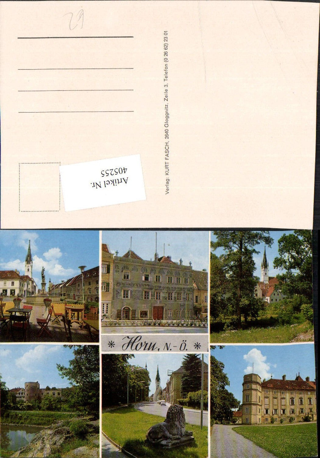 405255,Horn Brunnen Kirche Schloss Mehrbildkarte