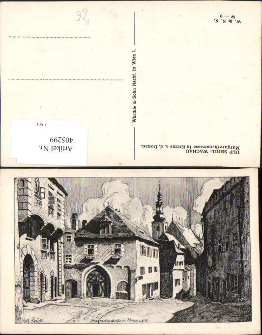 405299,Künstler AK Ulf Seidl Krems an d. Donau Margarethenstraße Straßenansicht