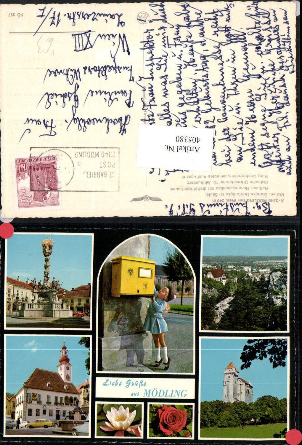 405380,Mödling Totale Rathaus Pestsäule Burg Liechtenstein Mehrbildkarte pub Alpine Luftbild 227