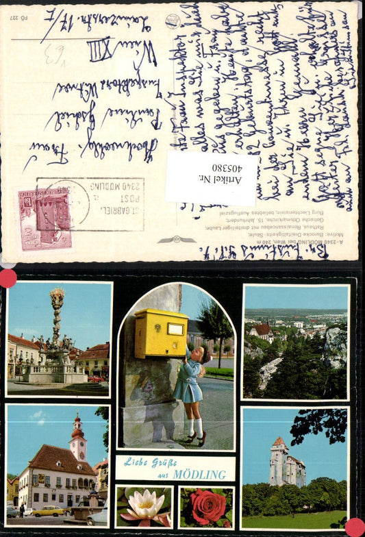 405380,Mödling Totale Rathaus Pestsäule Burg Liechtenstein Mehrbildkarte pub Alpine Luftbild 227