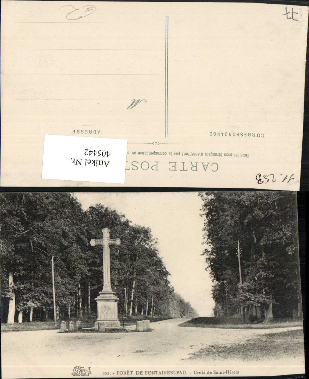 405442,Ile-de-France Seine-et-Marne Foret de Fontainebleau Croix de Saint-Herem Kreuz