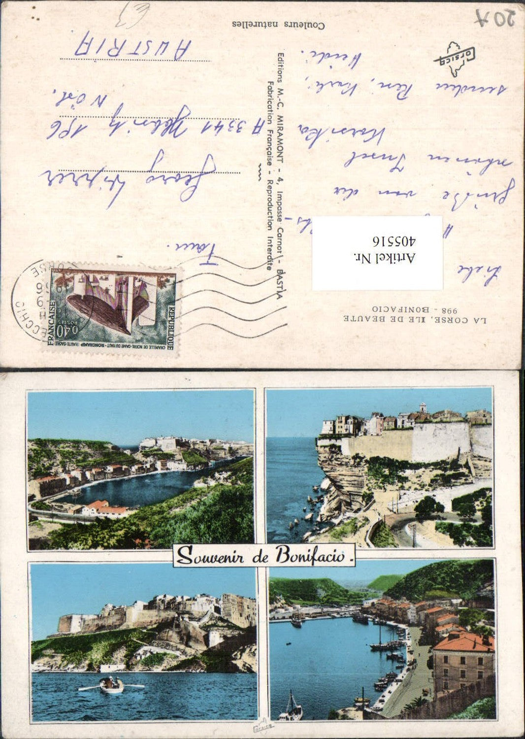 405516,Korsika Corse-du-Sud Bonifacio Totale Bucht Klippe Hafen Mehrbildkarte