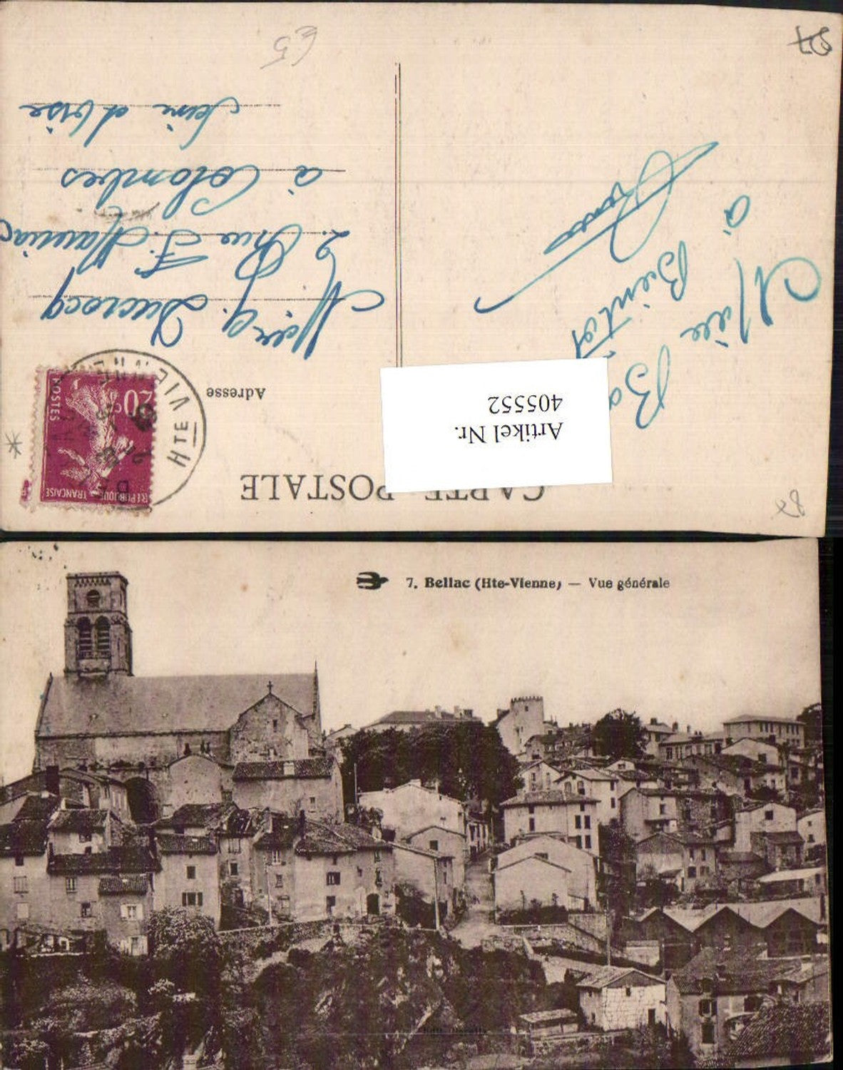405552,Limousin Haute-Vienne Bellac Vue generale Totale Kirche