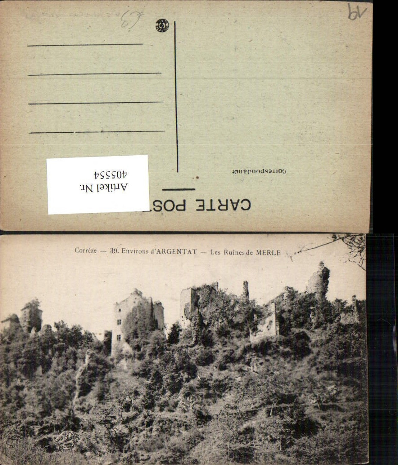 405554,Limousin Correze Argentat Les Ruines de Merle Ruine