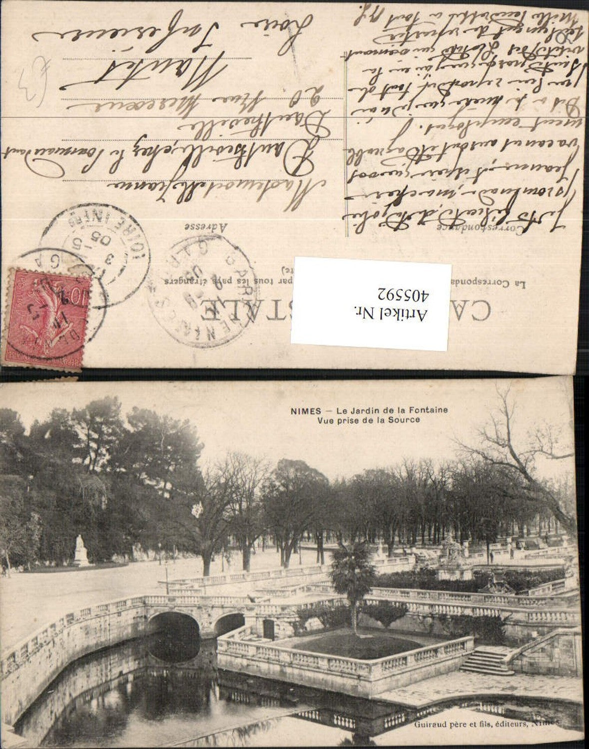 405592,Languedoc-Roussillon Gard Nimes Jardin de la Fontaine Vue prise de la Source Park