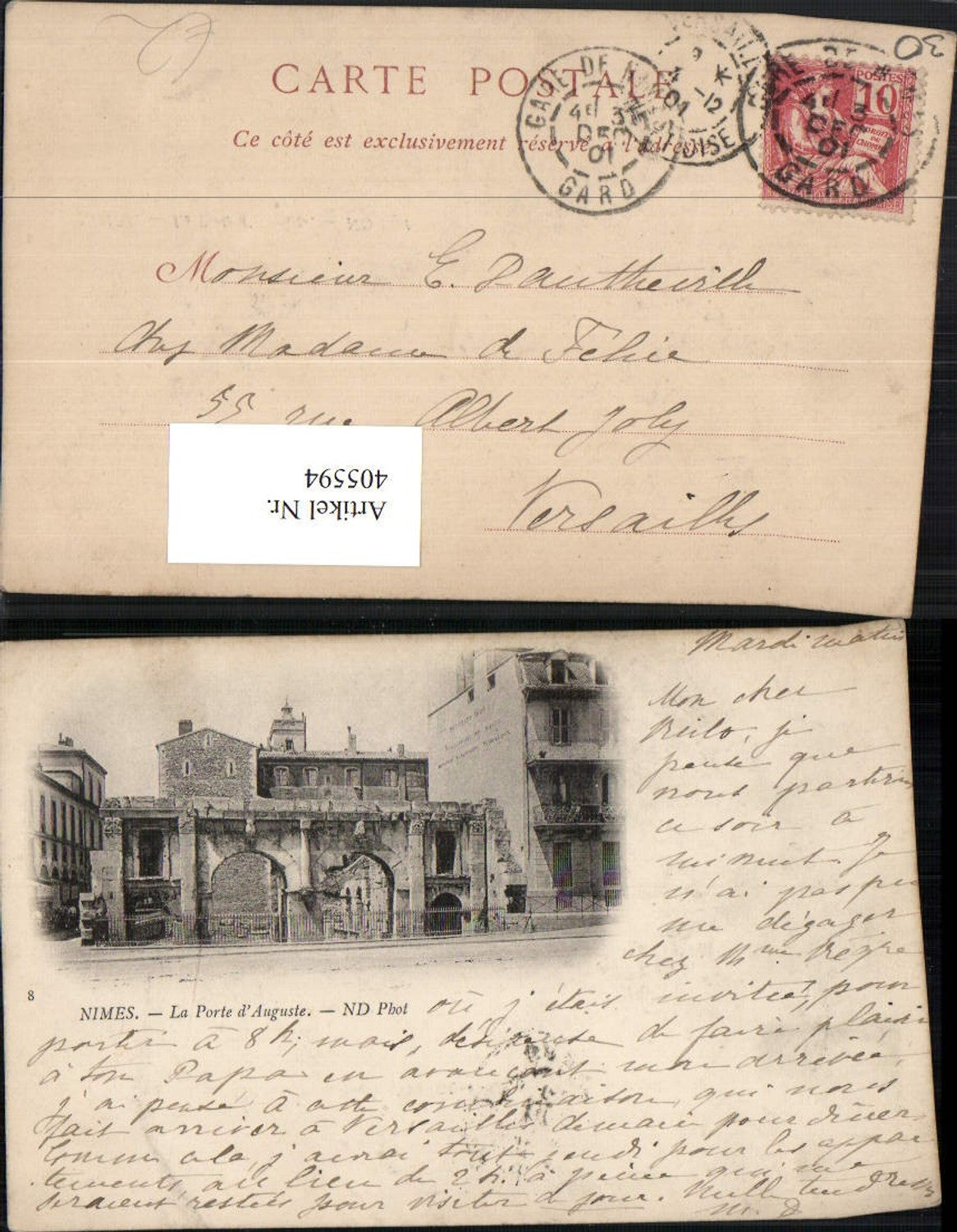 405594,Languedoc-Roussillon Gard Nimes La Porte d'Auguste Portal Tore