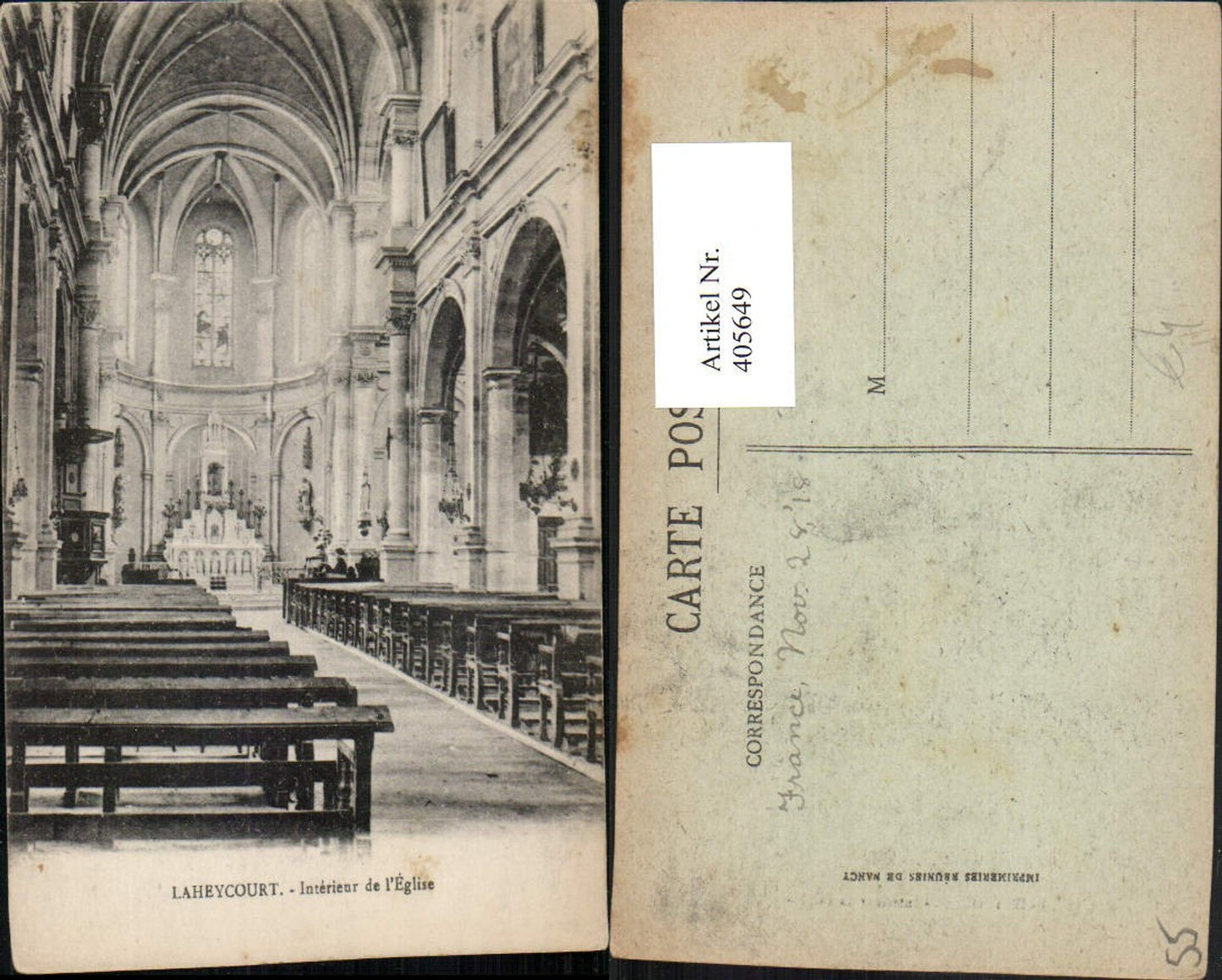 405649,Lothringen Meuse Laheycourt Interieur de l'Eglise Kirche
