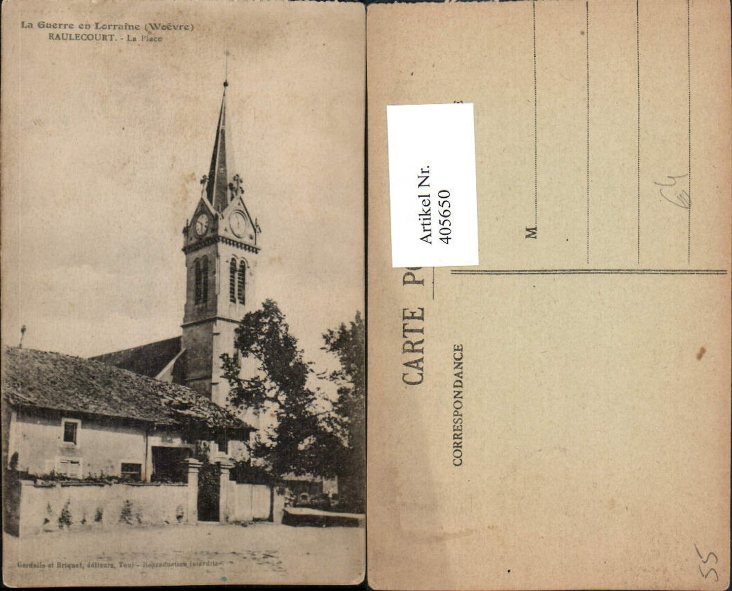 405650,Lothringen Meuse Raulecourt Le Place Kirche