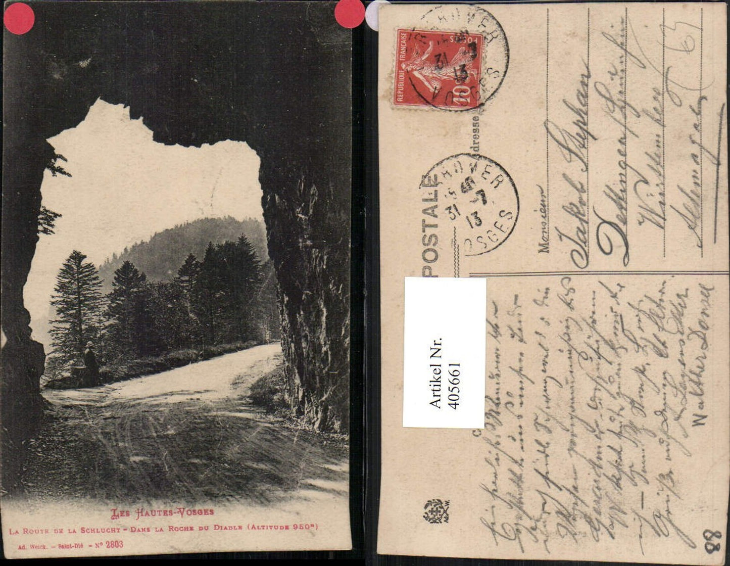 405661,Lothringen La Route de la Schlucht Dans la Roche du Diable Straße