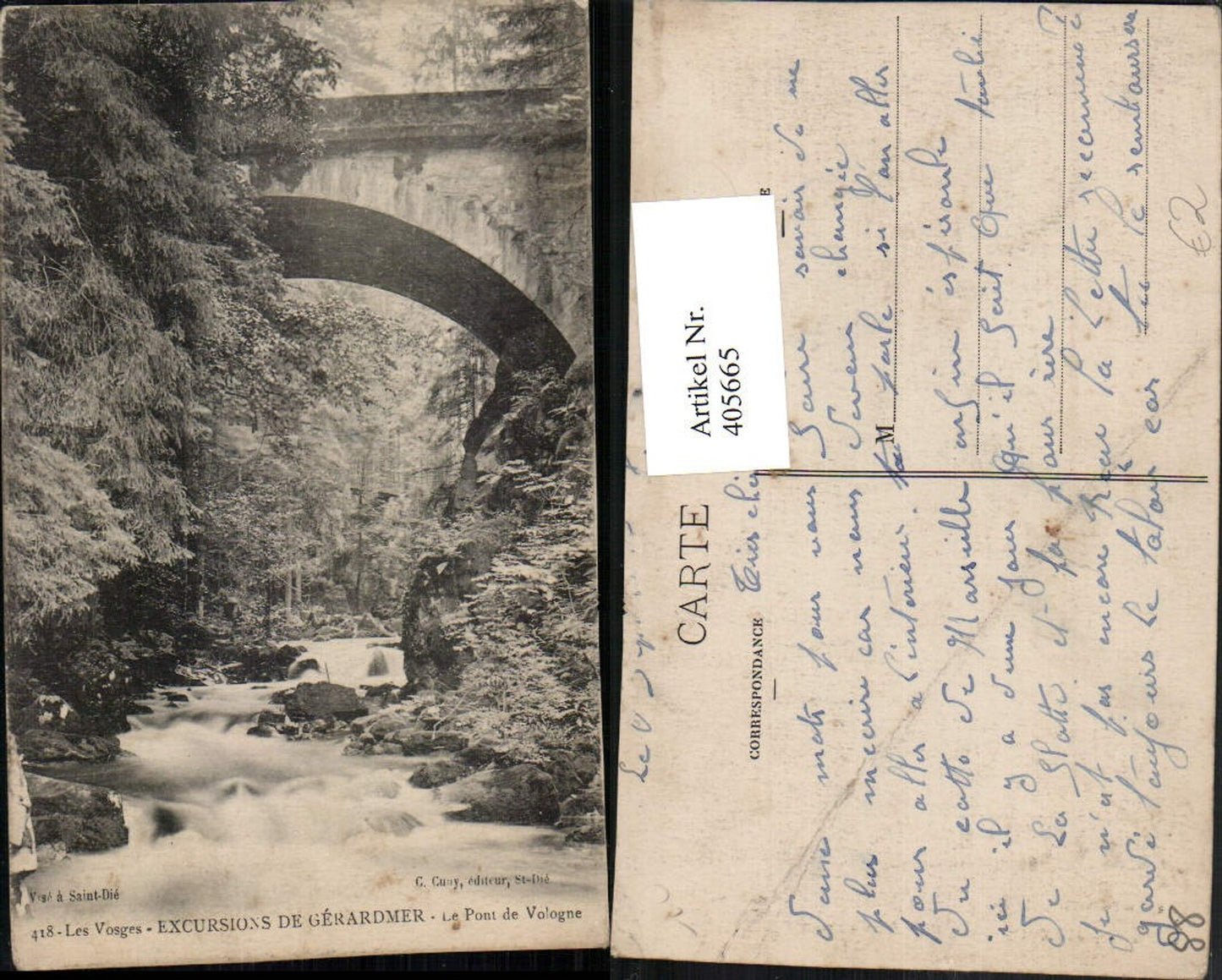 405665,Lothringen Gerardmer Le Pont de Vologne Brücke Wildbach