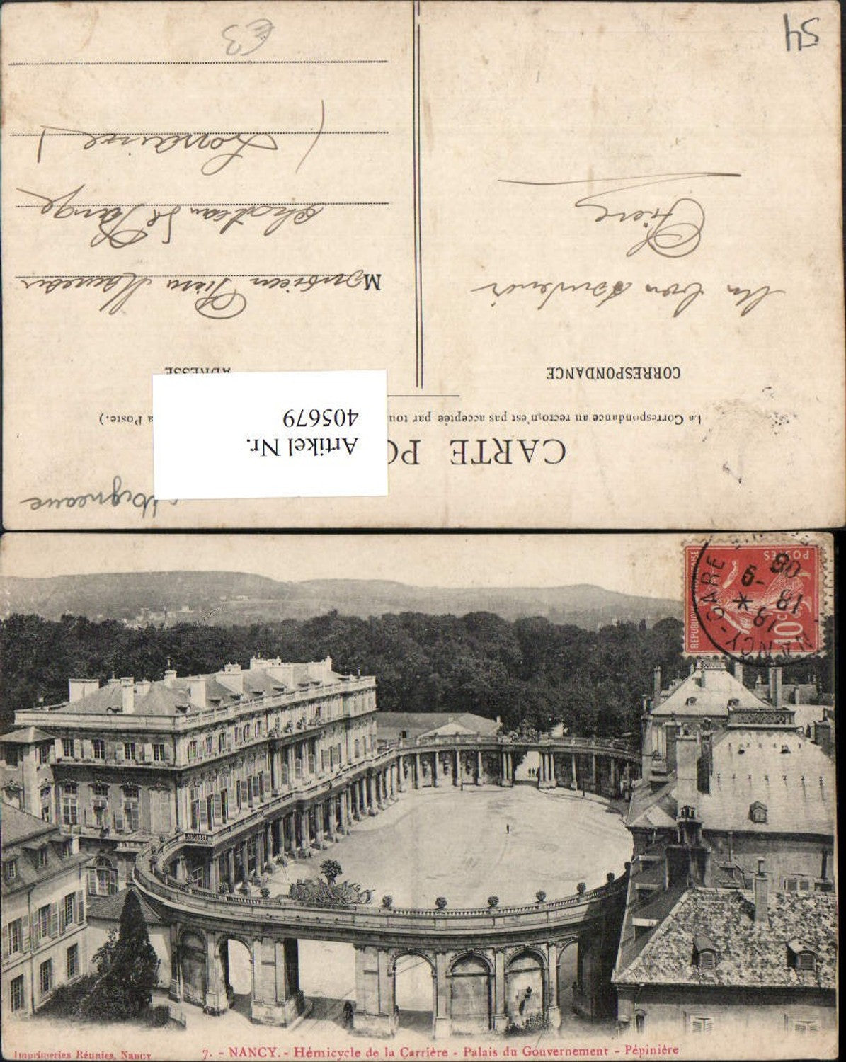 405679,Lorraine Meurthe-et-Moselle Nancy Hemicycle de la Carriere Palais du Gouvernement