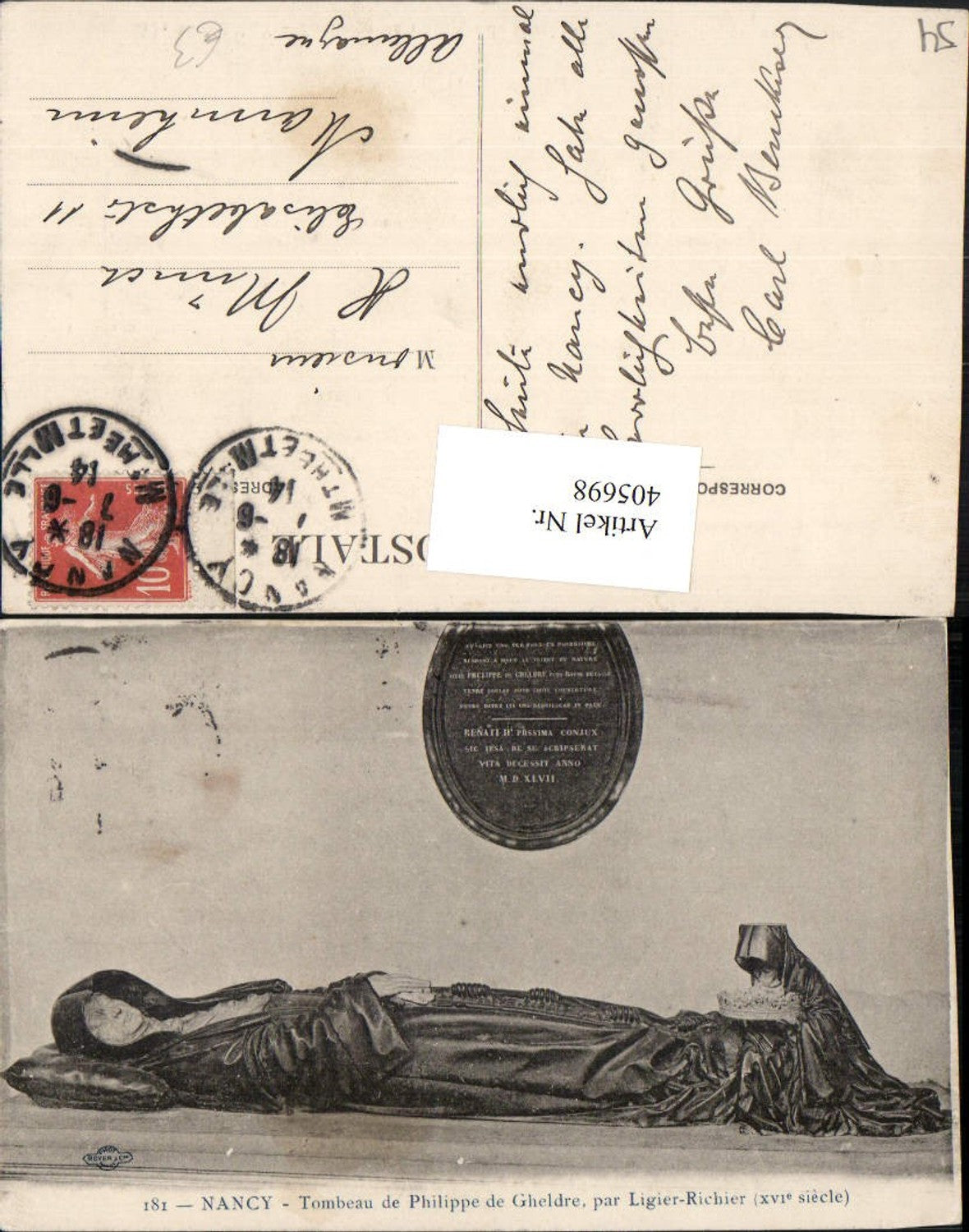 405698,Lothringen Meurthe-et-Moselle Nancy Tombeau Philippe de Gheldre Grabmal Sarg