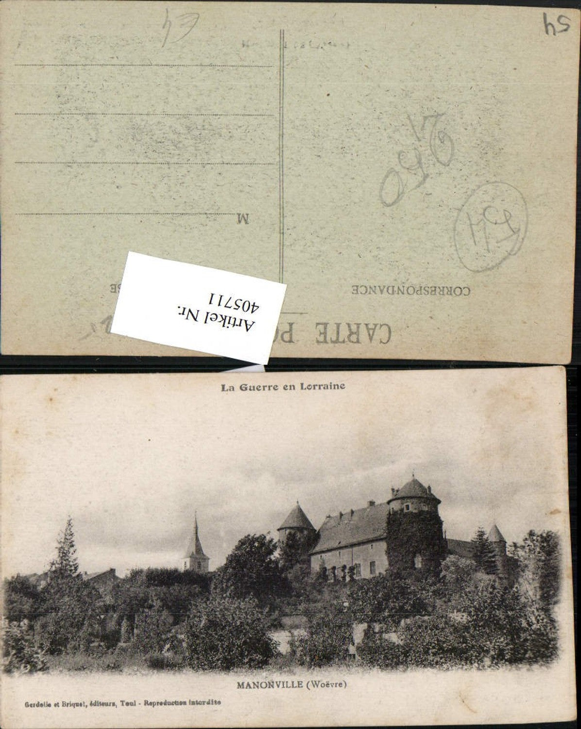 405711,Lorraine Meurthe-et-Moselle Manonville Woevre Castle church tower