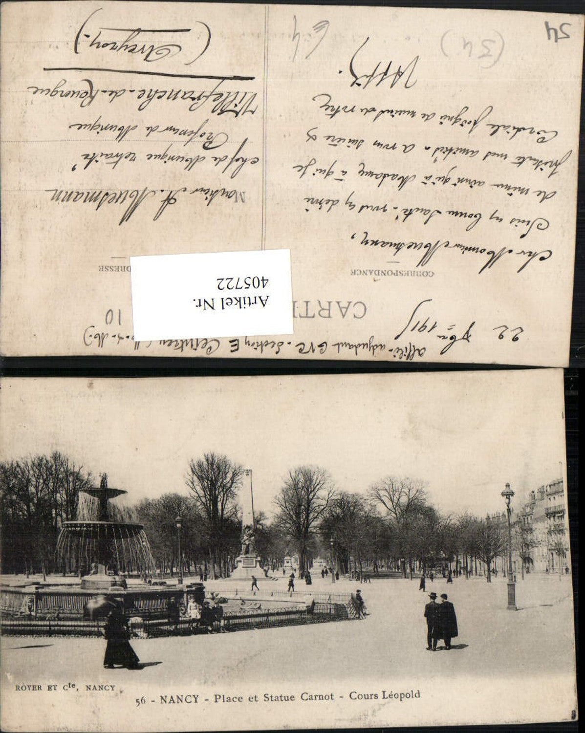 405722,Lothringen Meurthe-et-Moselle Nancy Place et Statue Carnot Cours Leopold Brunnen