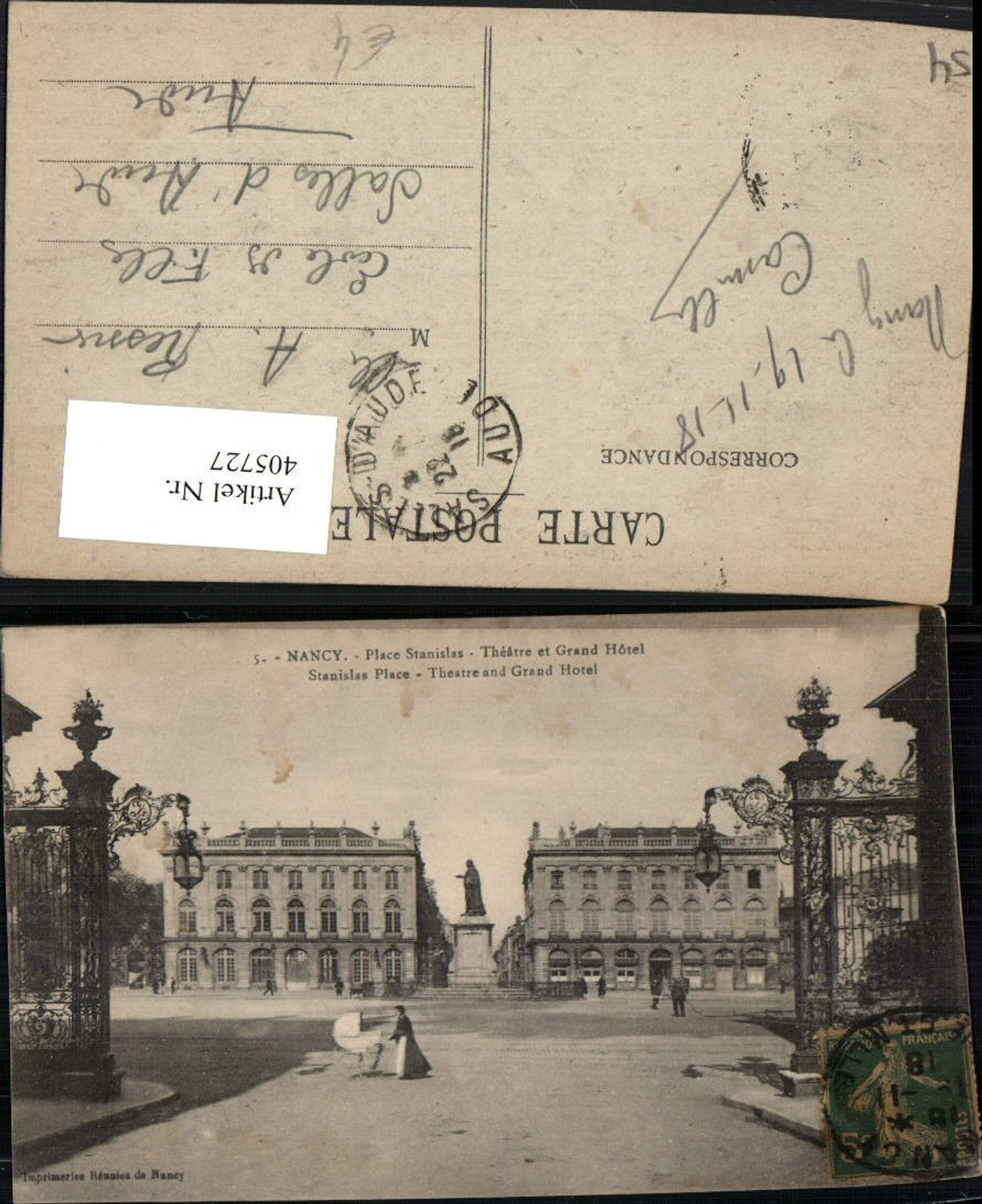 405727,Lothringen Meurthe-et-Moselle Nancy Place Stanislas Theatre et Grand Hotel Denkmal
