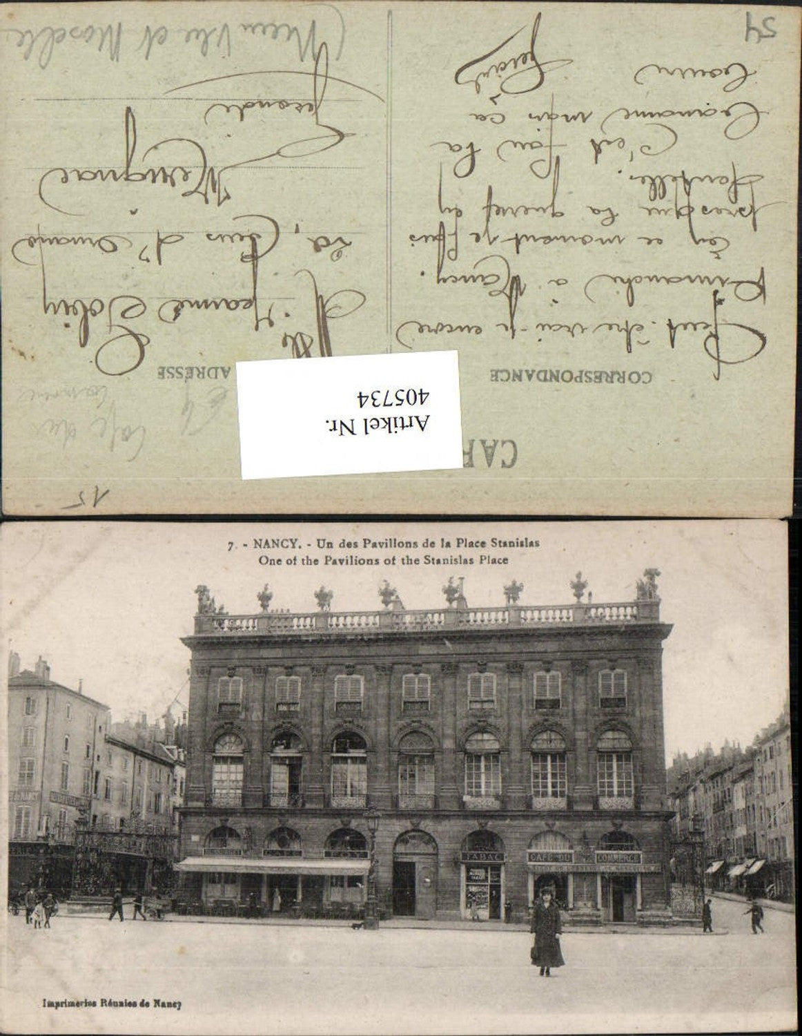 405734,Lothringen Meurthe-et-Moselle Nancy Pavillons de la Place Stanislas Cafe du Commerce