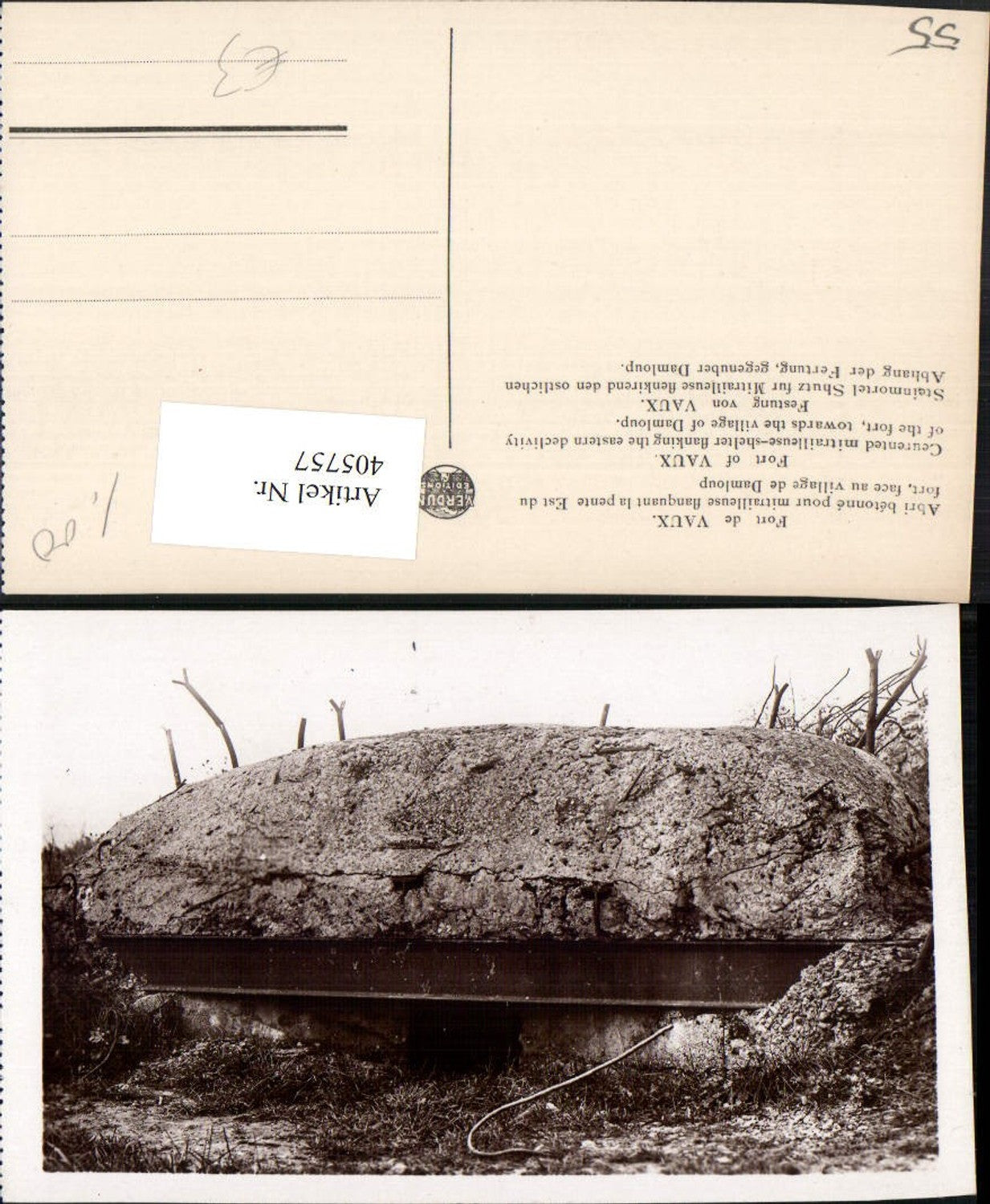 405757,Lothringen Meuse Verdun Fort de Vaux Abri betonne Steinmortel