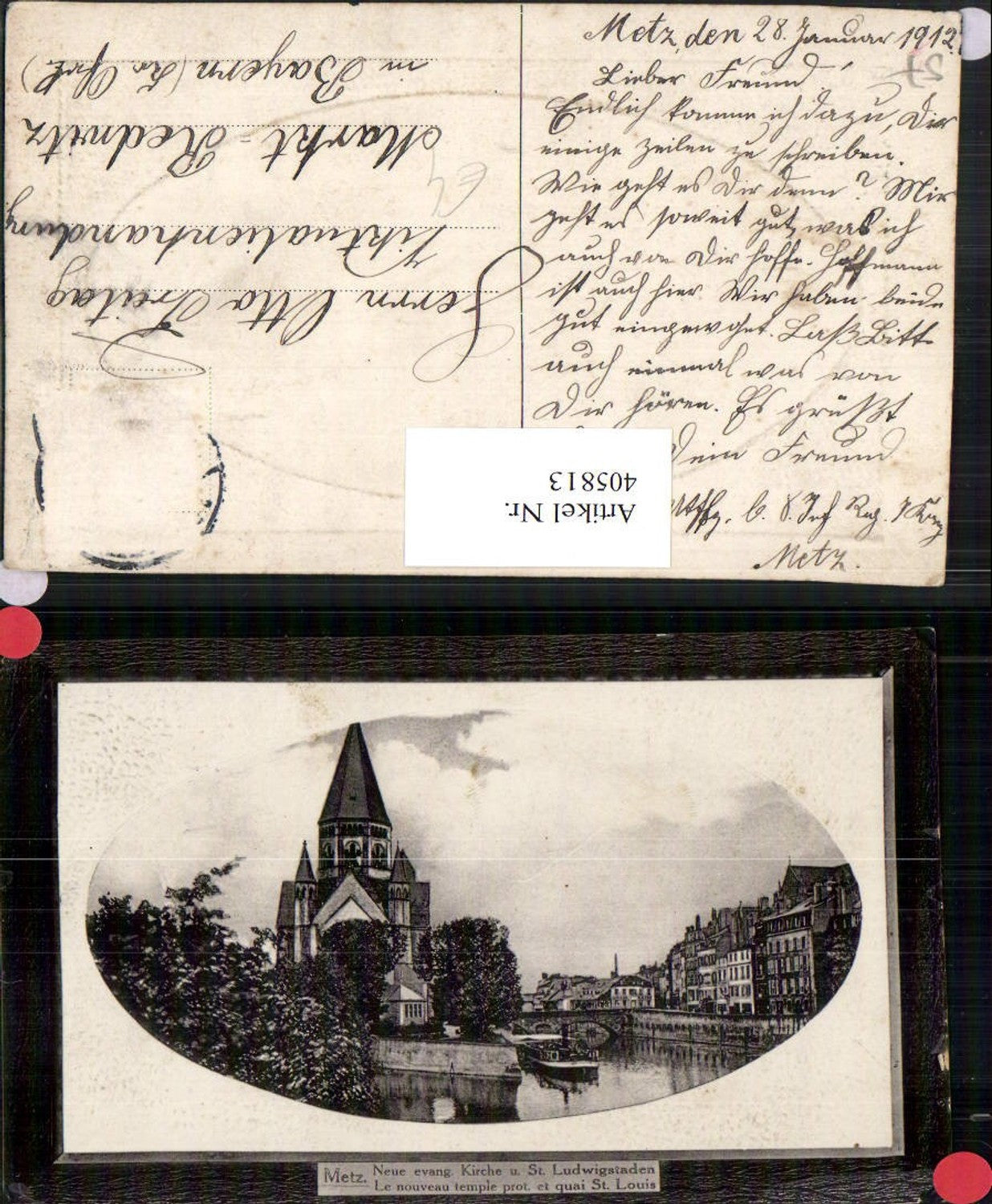 405813,Präge AK Lothringen Moselle Metz Evangelische Kirche u. Ludwigstaden