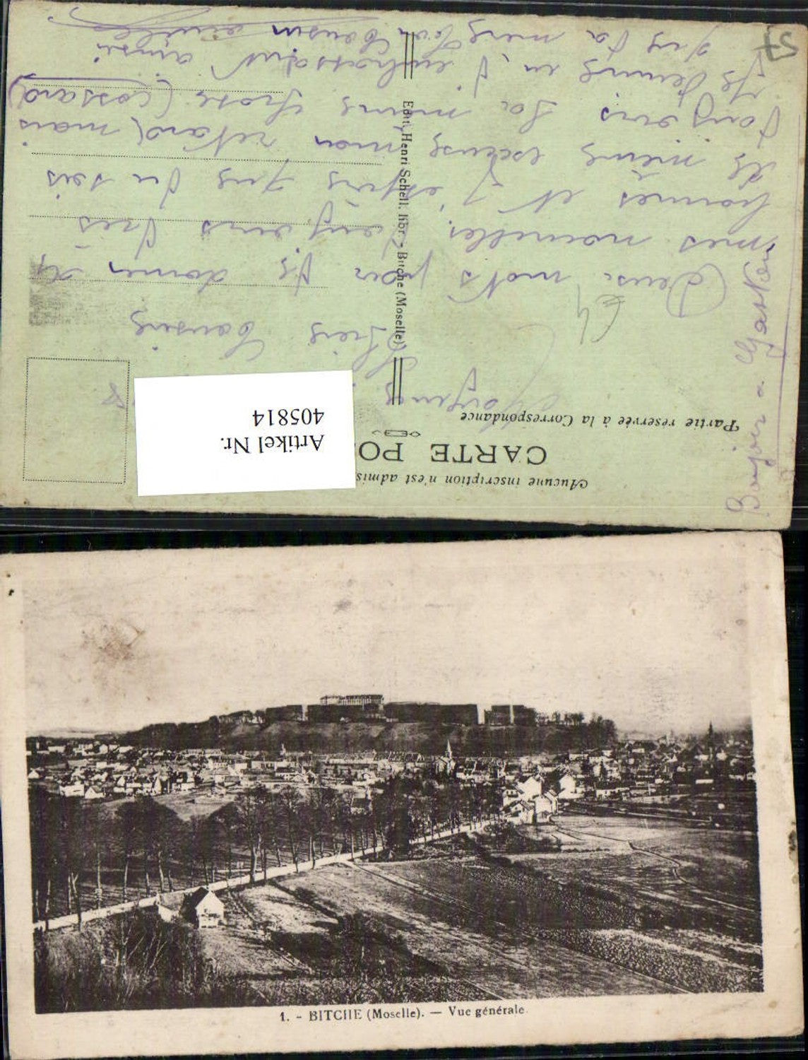 405814,Lothringen Moselle Bitche Vue generale Totale