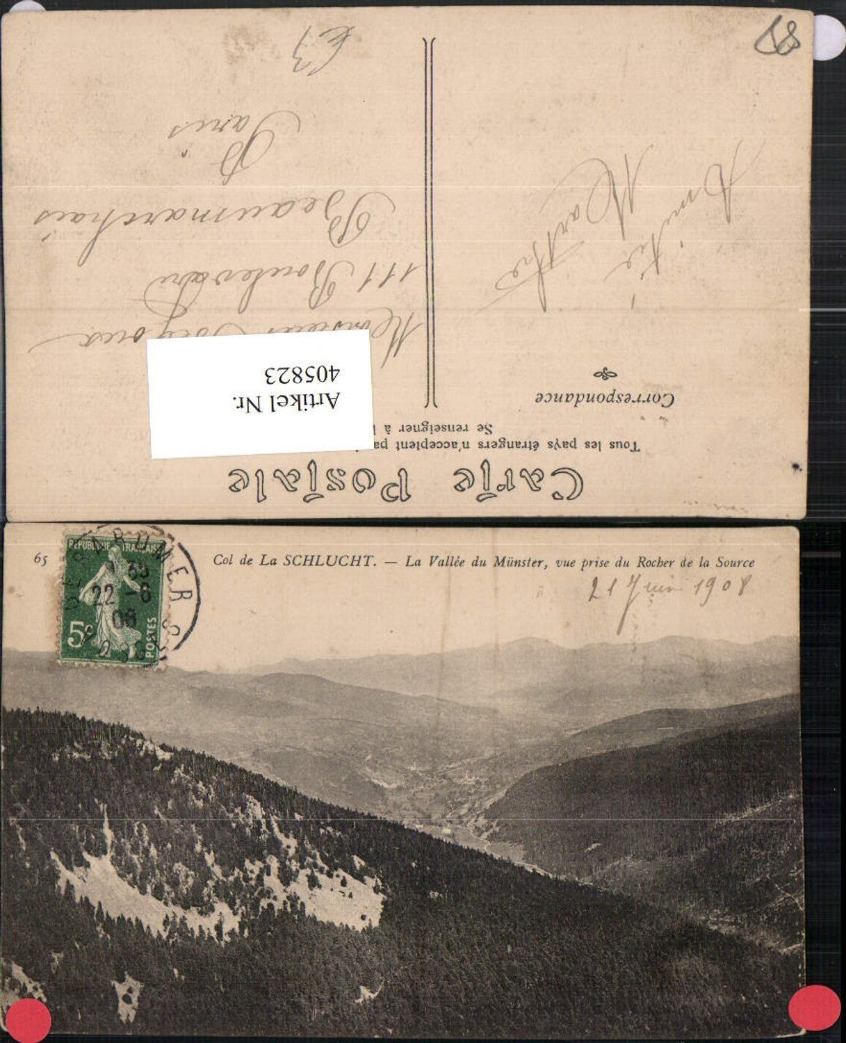 405823,Lothringen Vosges Col de la Schlucht La Vallee du Münster Bergkulisse