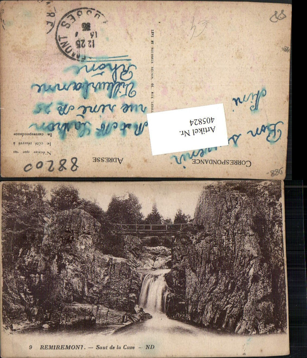 405824,Lothringen Vosges Remiremont Saut de la cuve Wasserfall Brücke