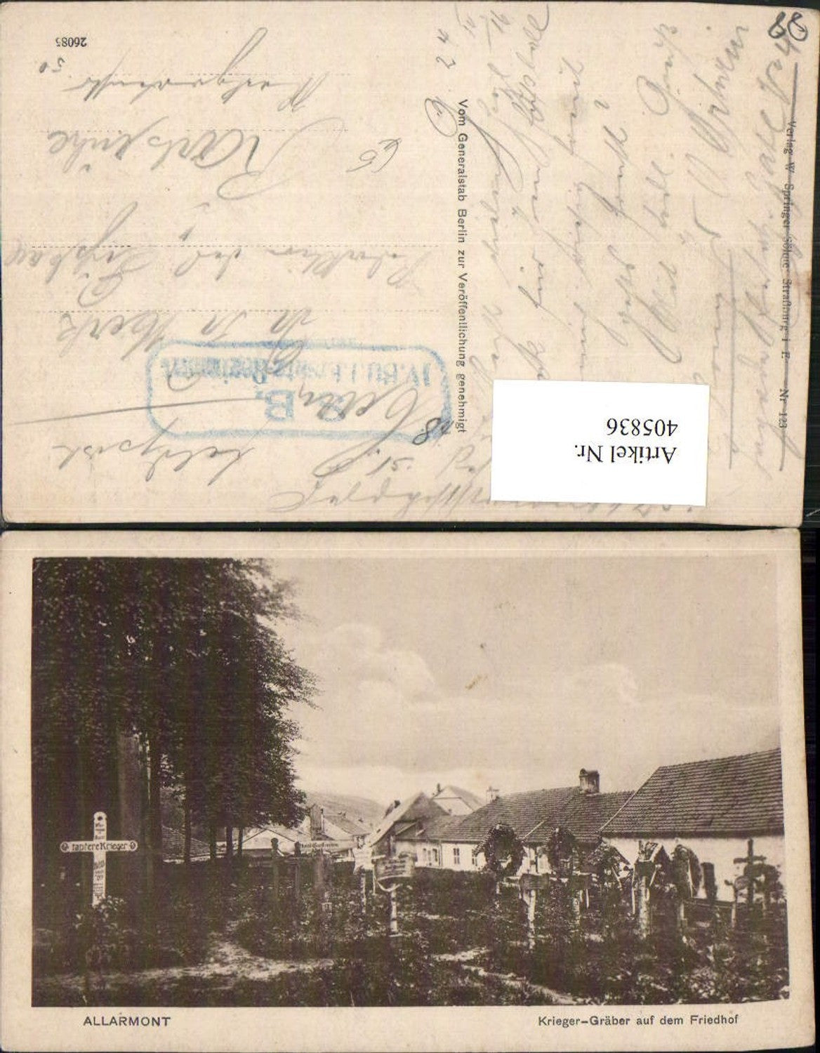 405836,Lothringen Vosges Allarmont Krieger-Gräber auf dem Friedhof