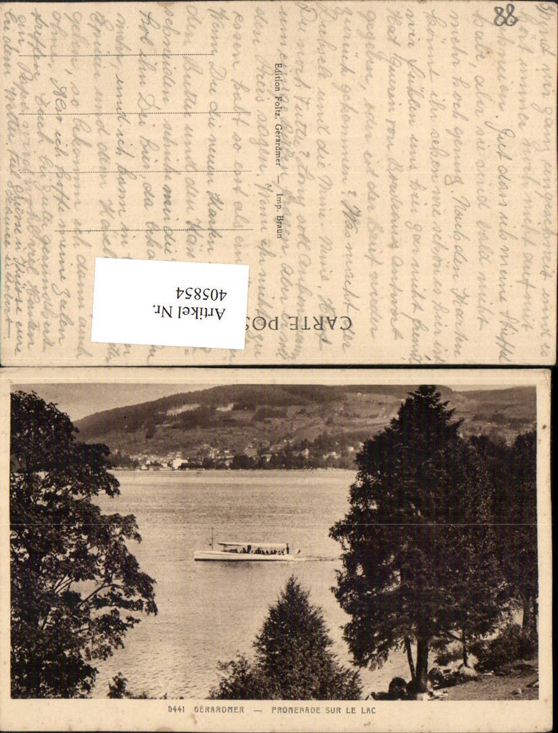 405854,Lothringen Vosges Gerardmer Promenade sur le Lac See Boot