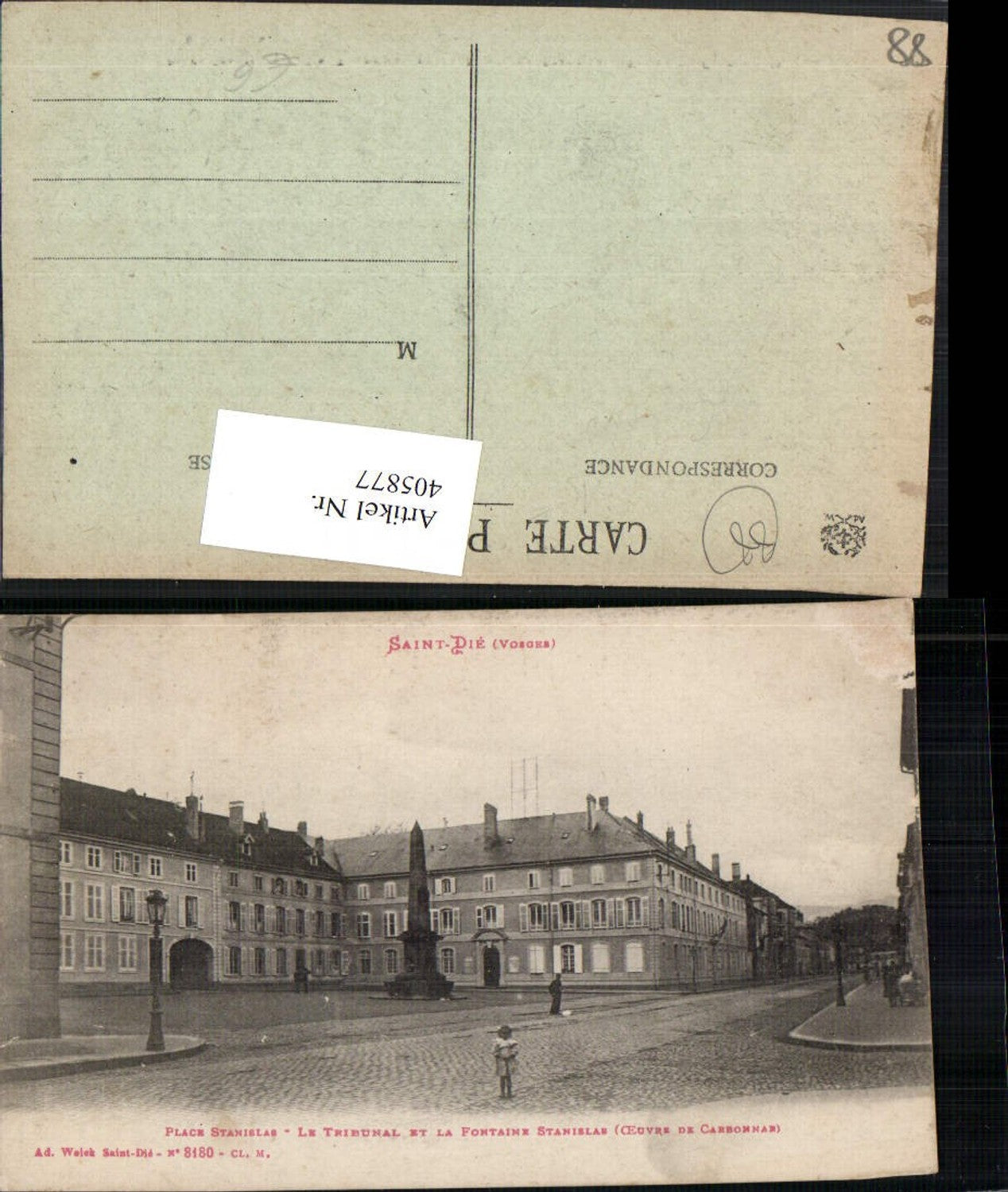 405877,Lothringen Vosges Saint-Die Place Stanislas Le Tribunal et la Fontaine Stanislas