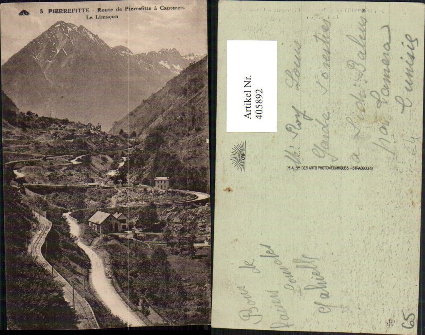 405892,Midi-Pyrenees Hautes-Pyrenees Pierrefitte Route a Canterets Le Limacon Bergkulisse