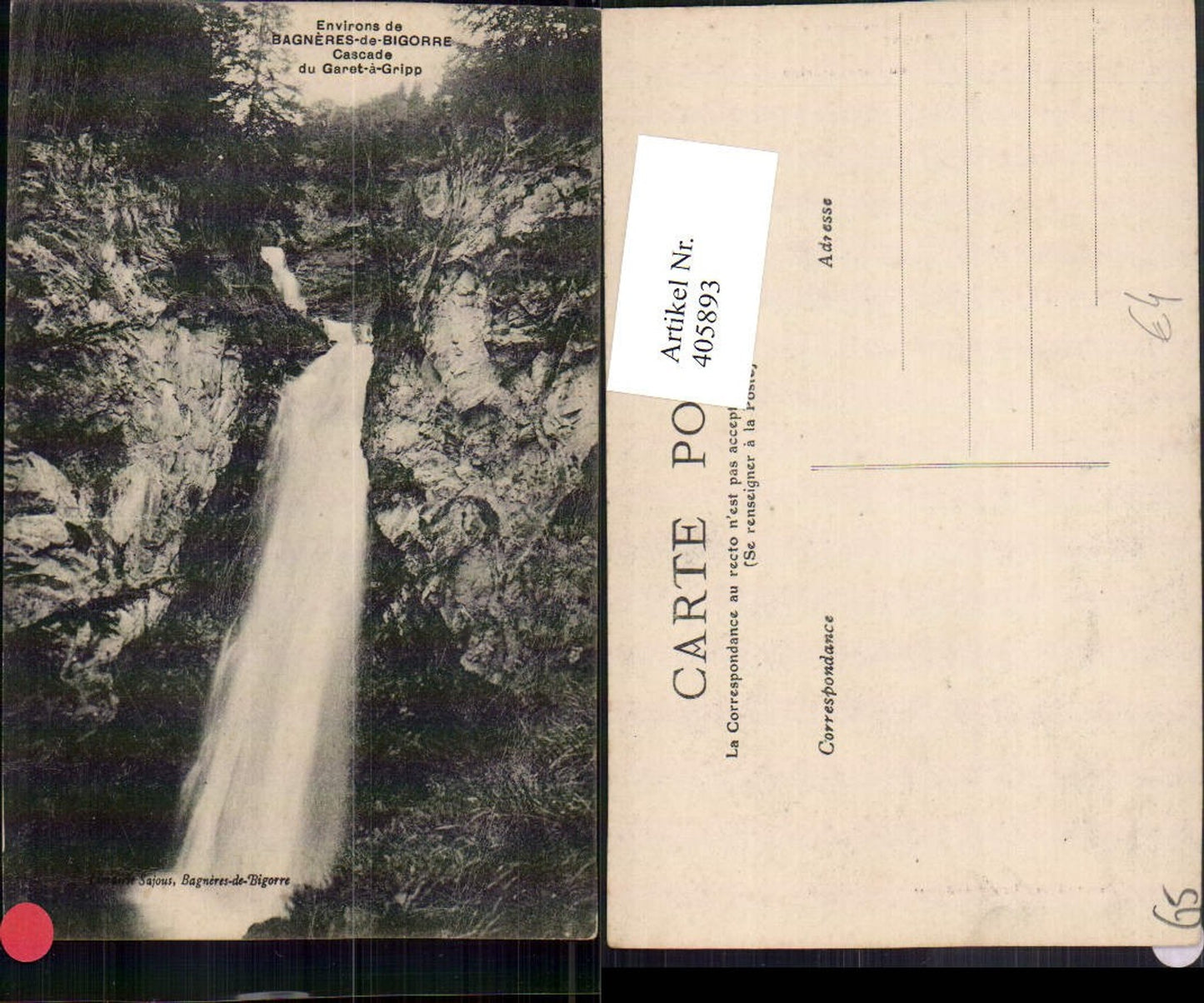 405893,Midi-Pyrenees Hautes-Pyrenees Bagneres-de-Bigorre Cascade Garet-a-Gripp Wasserfall