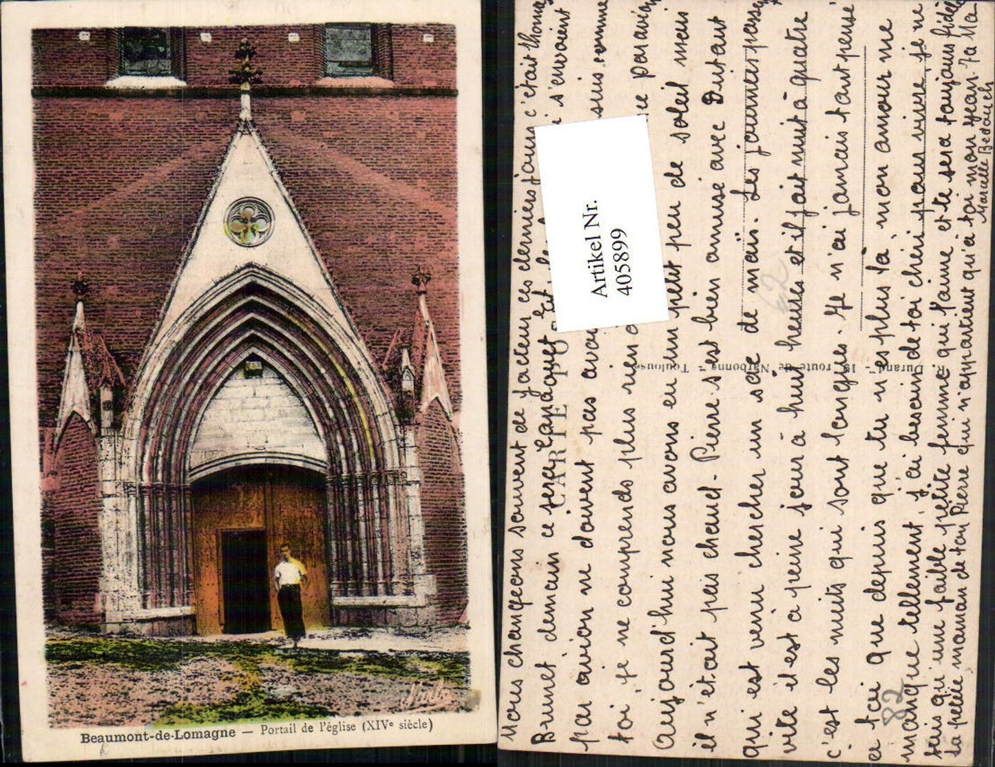 405899,Midi-Pyrenees Tarn-et-Garonne Beaumont-de-Lomagne Portail de Eglise Kirche Portal