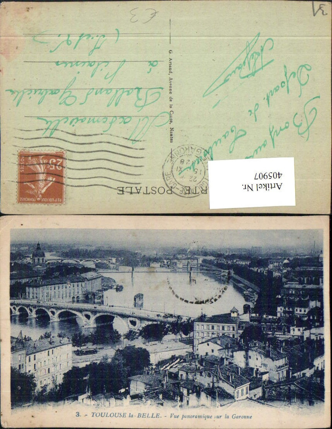 405907,Midi-Pyrenees Haute-Garonne Toulouse la Belle Vue panoramique sur la Garonne Totale