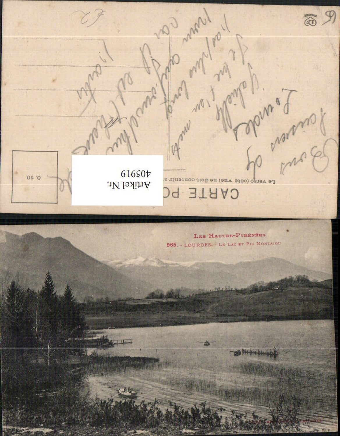 405919,Midi-Pyrenees Hautes-Pyrenees Lourdes Le Lac et Pic Montaigu See Bergkulisse