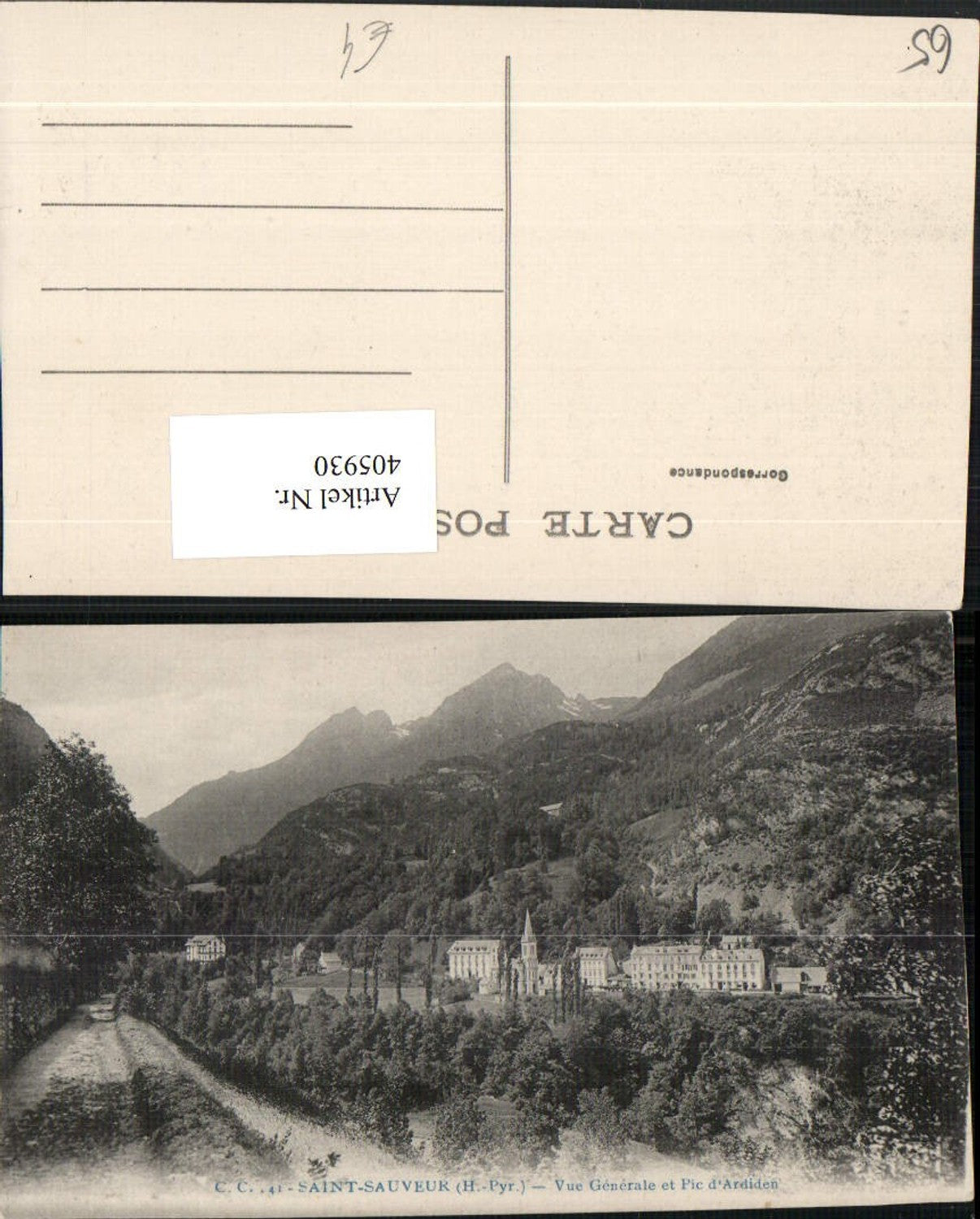 405930,Midi-Pyrenees Hautes-Pyrenees Saint-Sauveur Vue Generale et Pic d'Ardiden Bergkulisse