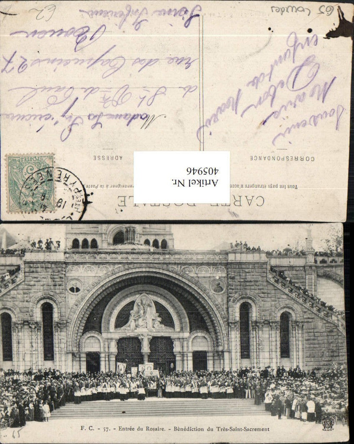 405946,Midi-Pyrenees Hautes-Pyrenees Lourdes Entree Rosaire Benediction du Tres-Saint-Sacrement