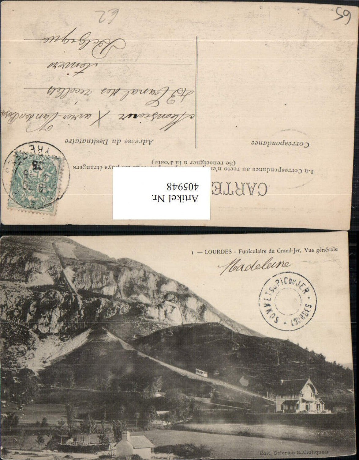 405948,Midi-Pyrenees Hautes-Pyrenees Lourdes Funiculaire du Grand-Jer Bergbahn