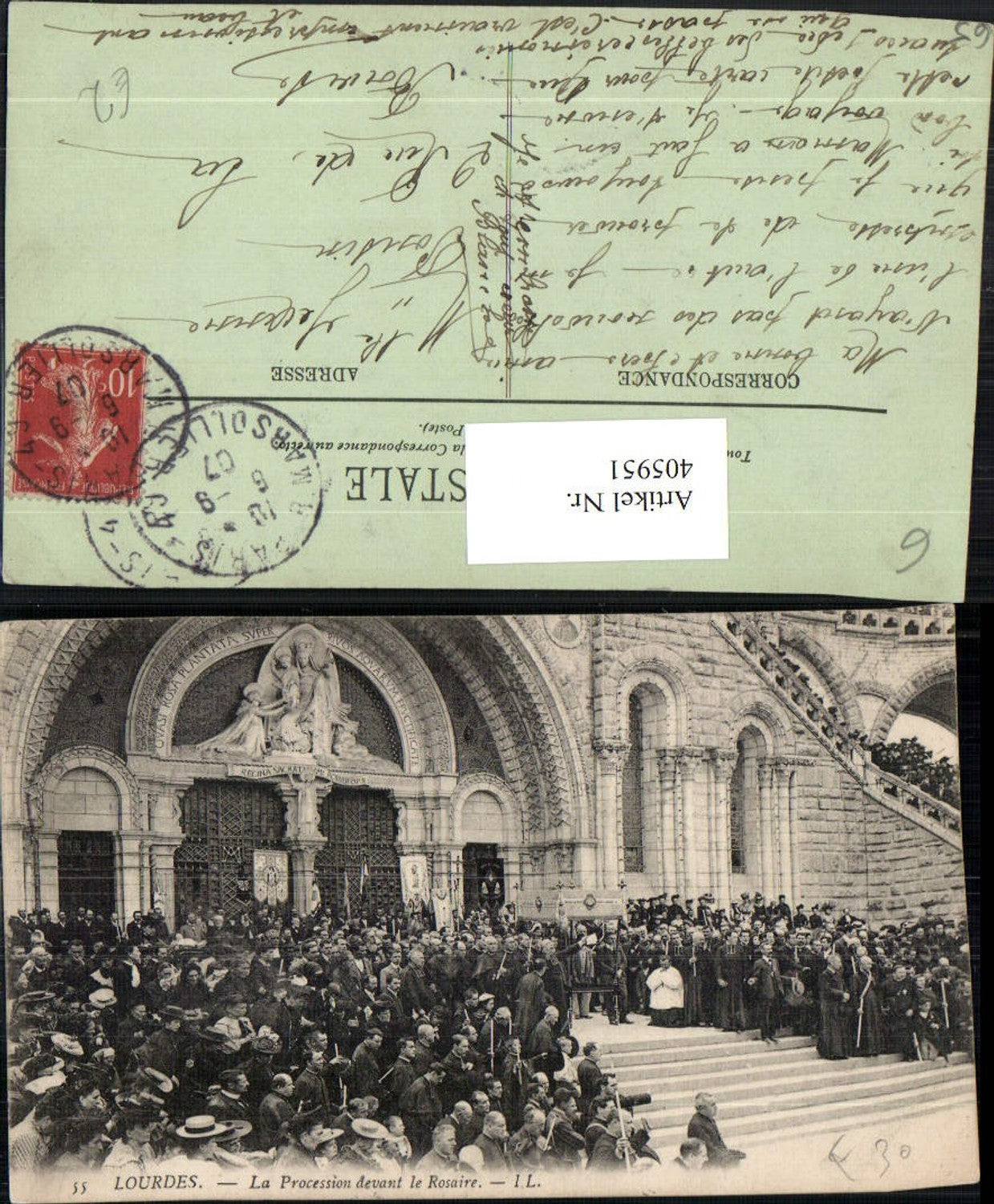 405951,Midi-Pyrenees Hautes-Pyrenees Lourdes La Procession devant le Rosaire Prozession