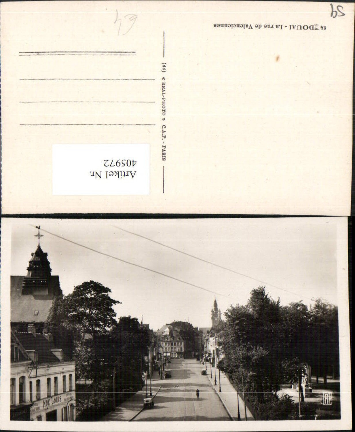405972,Nord-Pas-de-Calais Nord Douai La Rue de Valenciennes Straßenansicht