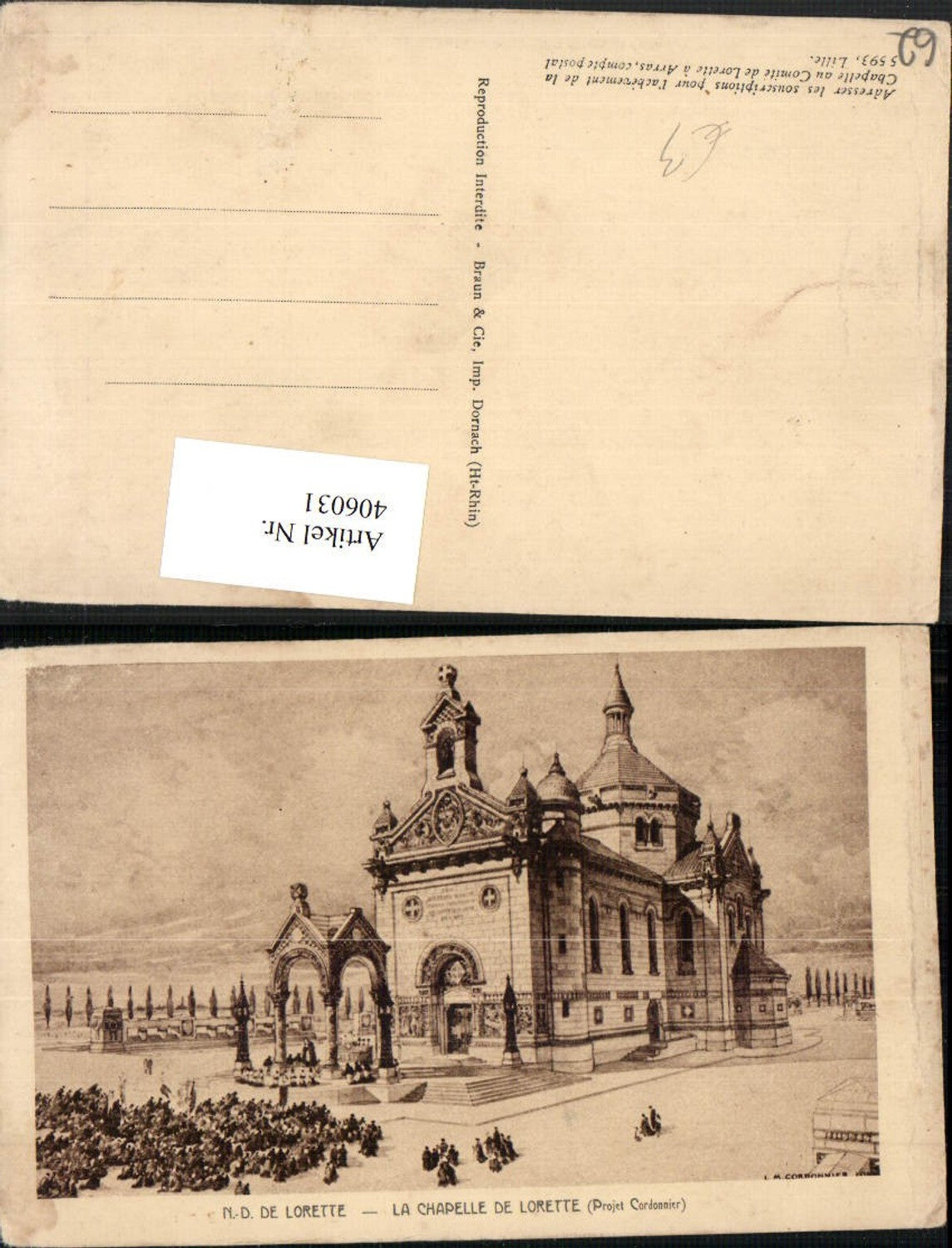 406031,Künstler AK Nord-Pas-de-Calais Pas-de-Calais Notre-Dame de Lorette Chapelle Kirche