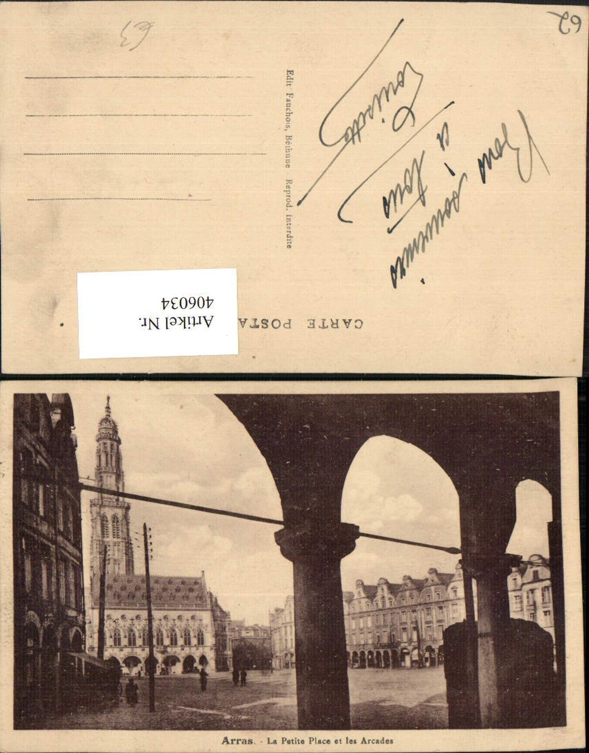 406034,Nord-Pas-de-Calais Pas-de-Calais Arras La Petite Place et les Arcades Rathaus