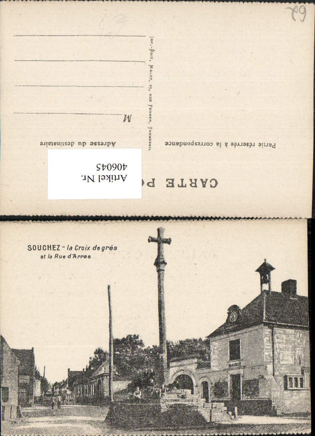 406045,Nord-Pas-de-Calais Pas-de-Calais Souchez La Croix de gres et la Rue Arras Kreuz
