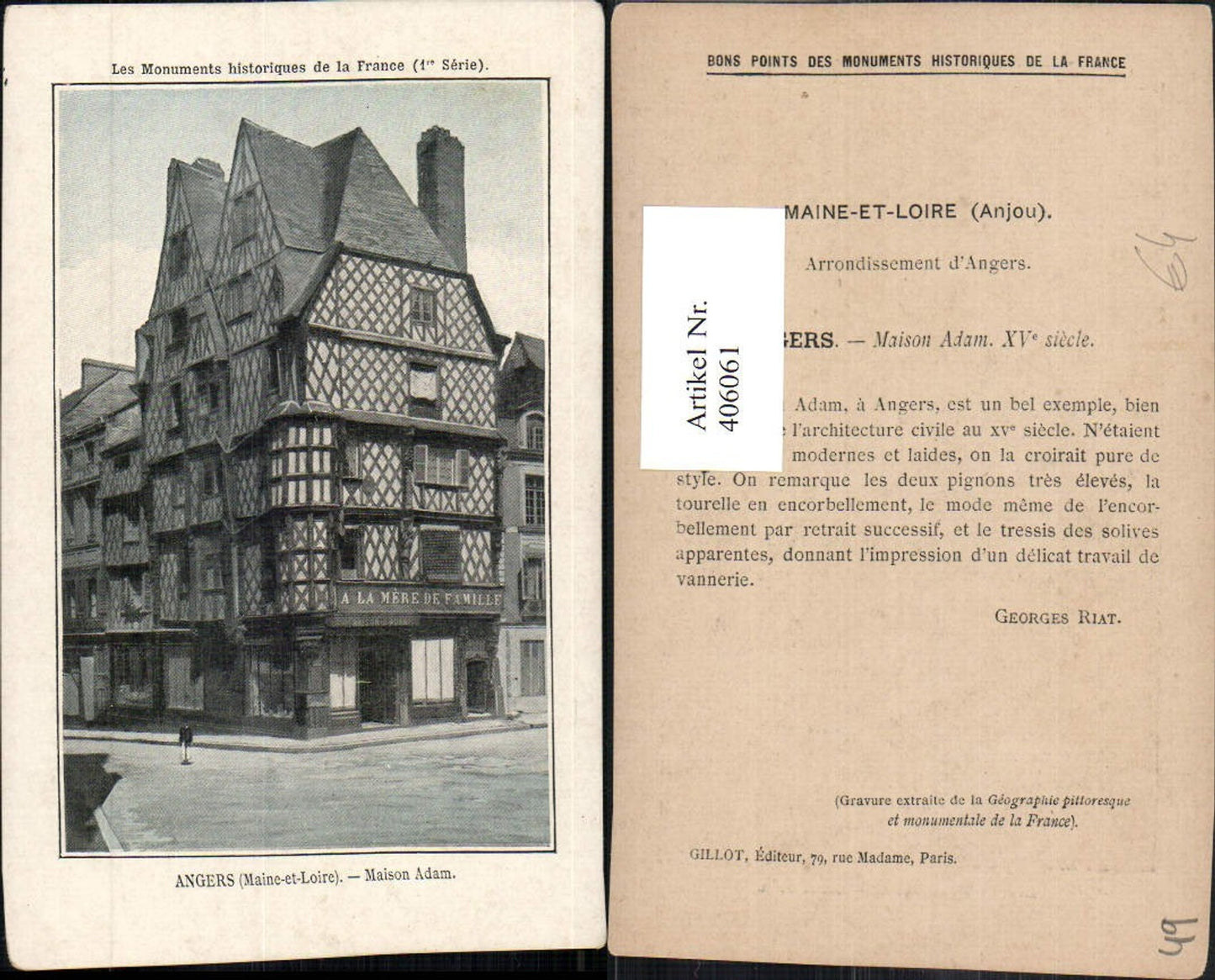 406061,Pays de la Loire Maine-et-Loire Angers Maison Adam Haus Gebäude