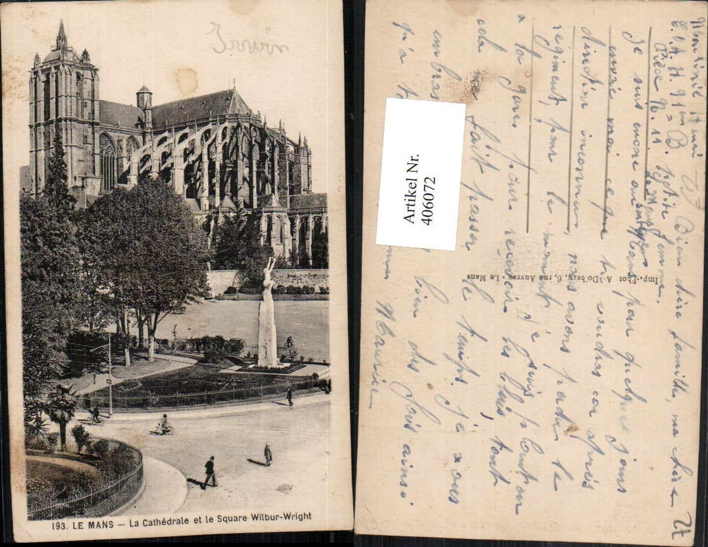 406072,Pays de la Loire Sarthe Le Mans Cathedrale et le Square Wilbur-Wright Kirche
