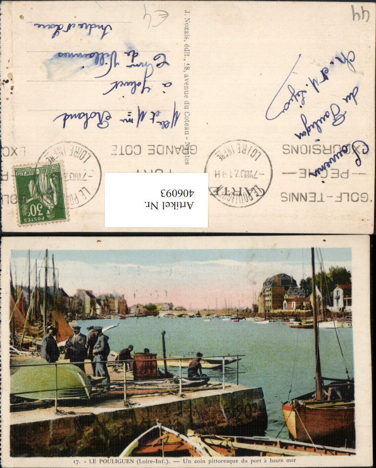 406093,Pays de la Loire Le Pouliguen Un coin pittoresque du port a haute mer Hafen