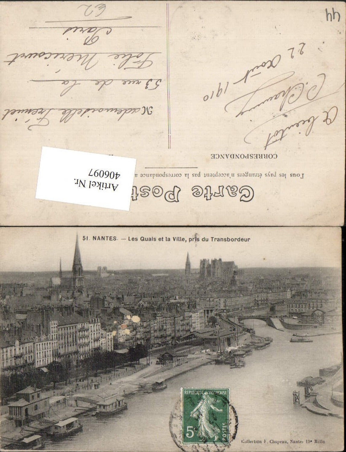 406097,Pays de la Loire Nantes Les Quais et la Ville pris du Transbordeur Teilansicht