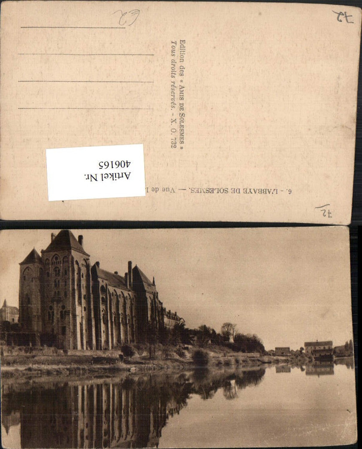 406165,Pays de la Loire Sarthe L'Abbaye de Solesmes Vue de la rive droite de la Sarthe Abtei