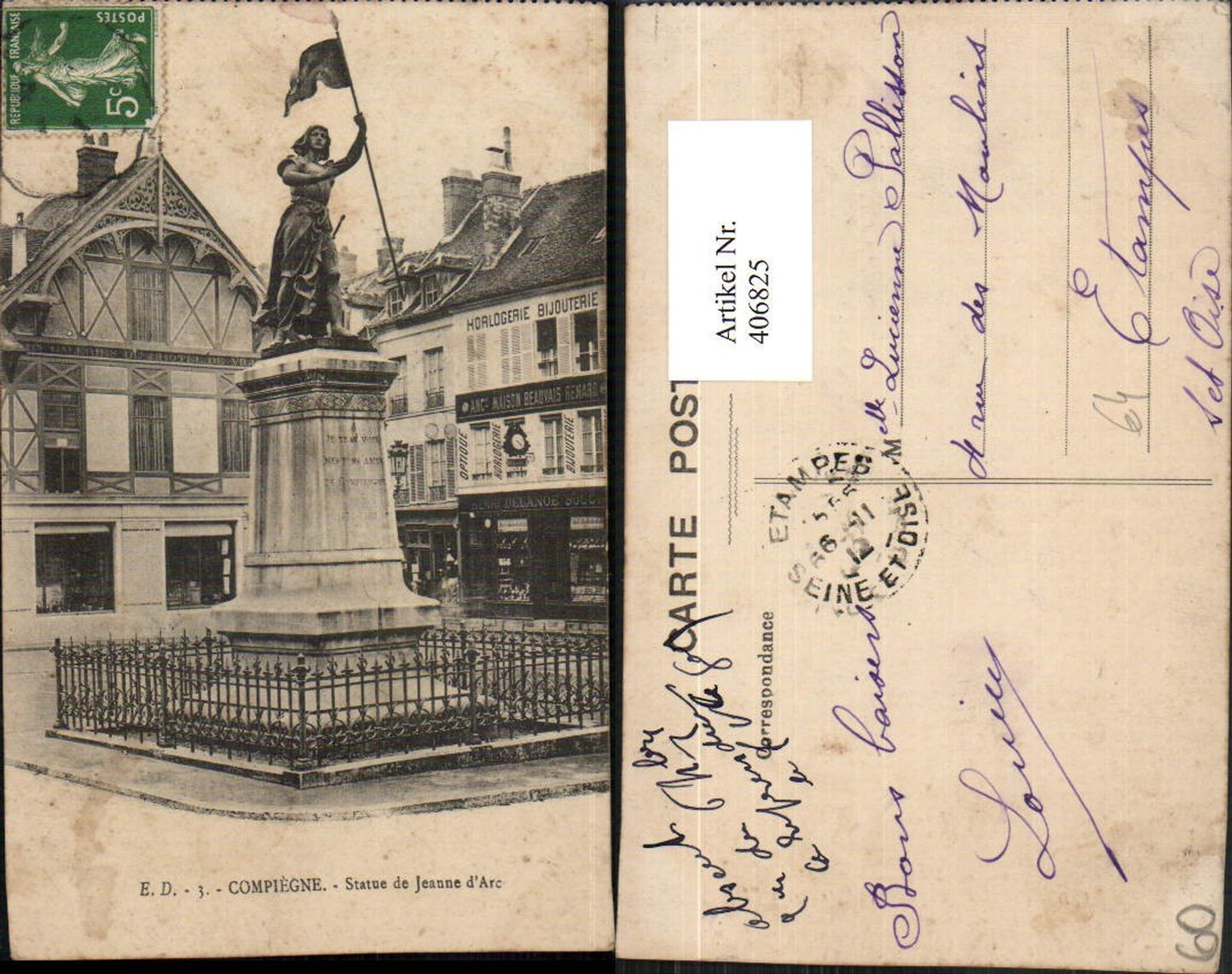 406825,Picardie Oise Compiegne Statue de Joan of Arc Monument