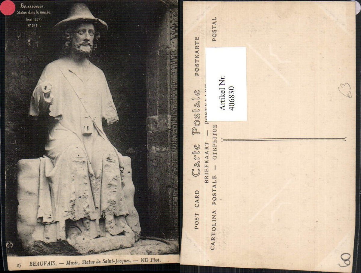 406830,Picardie Oise Beauvais Musee Statue de Saint-Jacques Denkmal