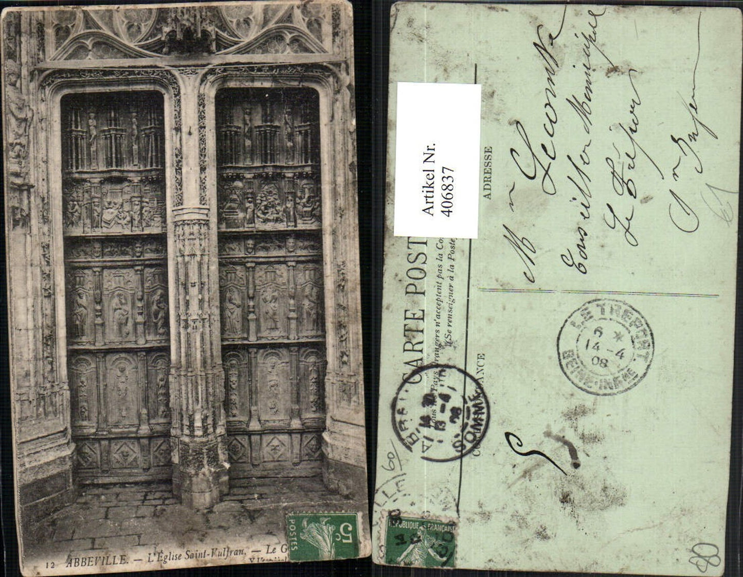 406837,Picardie Somme Abbeville L'Eglise Saint-Vulfran Kirche Detail