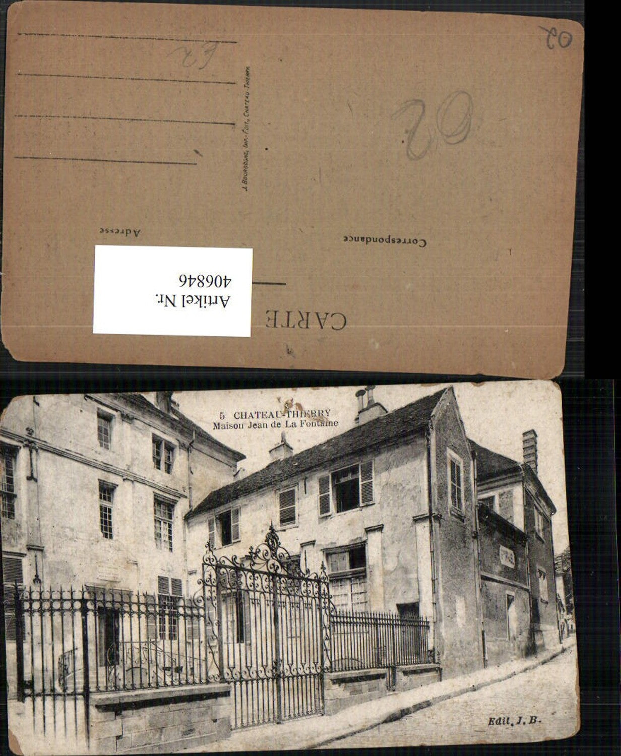 406846,Picardie Aisne Chateau-Thierry Maison Jean de la Fontaine Gittertor